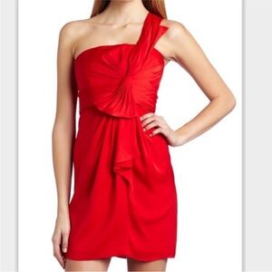 BCBGMAXAZRIA Red Palais One Shoulder Cocktail Dress